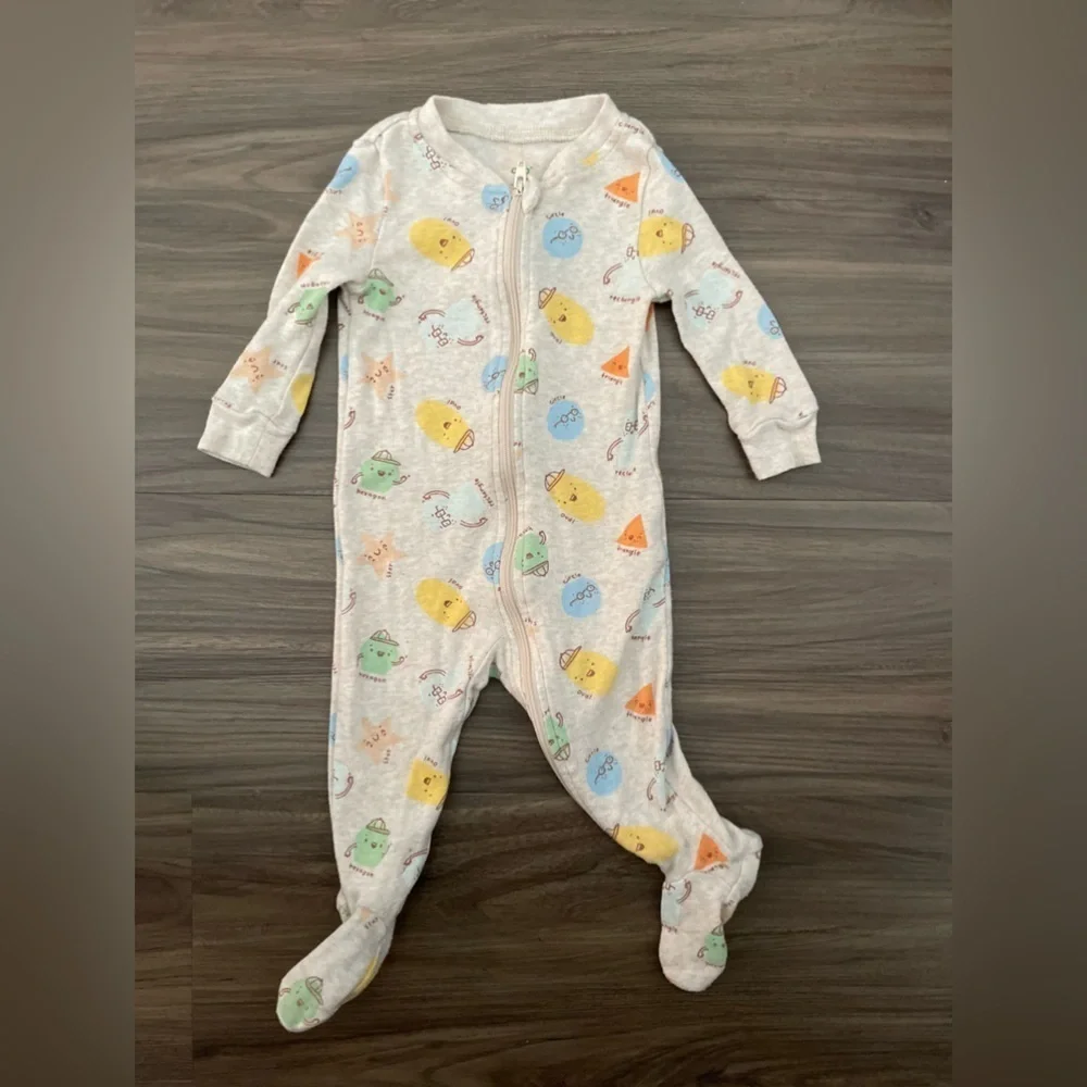 Dip Kids One Piece Footies - Yellow, Blue, Green Shapes Pattern size 3-6M